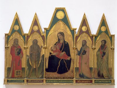 Madonna der Demut mit Heiligen von Puccio di Simone