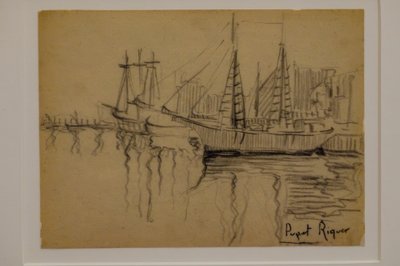 Segelboote, Narcís Puget Riquer, Kohlezeichnung, Puget-Museum, Adelsresidenz Can LLaudis, Dalt Vila, Ibiza, Balearen, Spanien von Puget Riquer