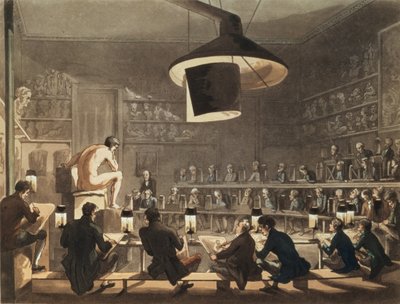 Zeichnen nach dem Leben an der Royal Academy, graviert von Richard Banks Harraden von Pugin and Rowlandson