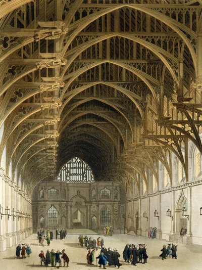 Westminster Hall, graviert von J. Bluck, veröffentlicht von R. Ackermann, 1809 von Pugin and Rowlandson