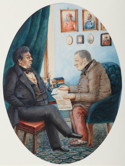 Faddey Venediktovich Bulgarin und Nikolay Ivanovich Gretsch, 1849 von Pyotr Andreyevich Karatygin