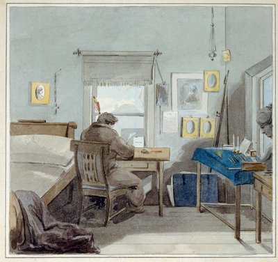 Bei der Arbeit. Im Haus von Pavel Naschtschokin (Moskau). von Pyotr Fyodorovich Sokolov