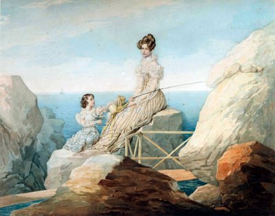 Kaiserin Alexandra Fjodorowna mit Tochter Großfürstin Maria Nikolajewna von Russland von Pyotr Fyodorovich Sokolov