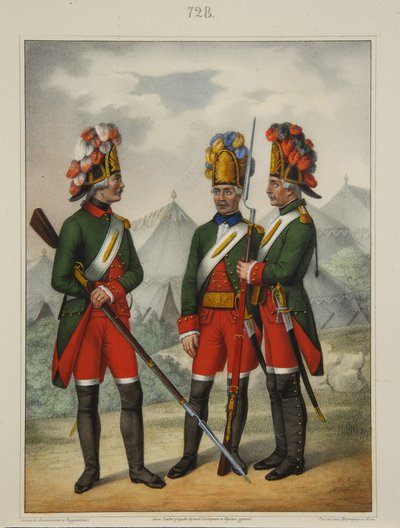 Grenadiere des Preobrazhensky-, Semenovsky- und Izmailovsky-Regiments 1763-1775, frühe 1840er Jahre von Pyotr Ivanovich Razumikhin