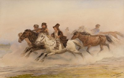 Die Nachtwache. Illustration für Skizzen aus einem Jägeralbum von I. Turgenew, 1867 von Pyotr Petrovich Sokolov