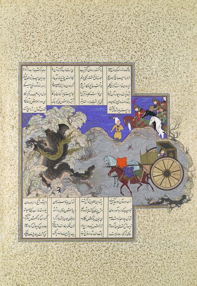 Isfandiyars dritter Kurs: Er erschlägt einen Drachen, Folio 434v aus dem Shahnama..., ca. 1530 von Qasim ibn 