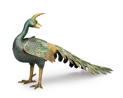 Cloisonné-Räuchergefäß in Pfauenform von Qing Dynasty   Qianlong Period Chinese School