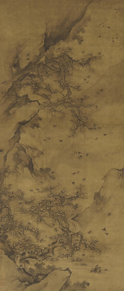 Vögel nisten an einer Klippe, spätes 17.-18. Jahrhundert von Qing Dynasty Chinese School