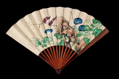 Fächer mit kleinen Vögeln und Prunkwinden von Qing Dynasty Chinese School