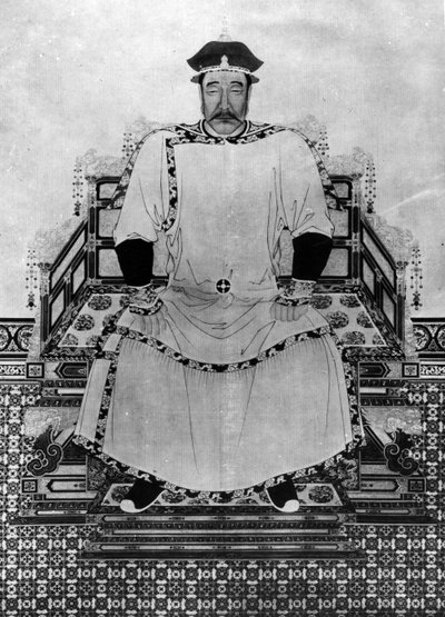 Porträt von Hong Taiji von Qing Dynasty Chinese School