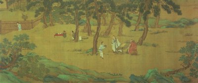 Zhao Mengfu schreibt das Herz-Sutra im Austausch gegen Tee von Qiu Ying