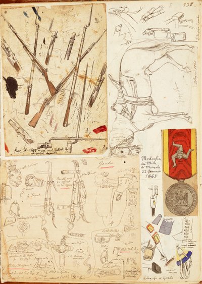 Ausrüstung, Waffen und Geschirr der Tausend von Garibaldi von Quinto Cenni, Farbtafel von Quinto Cenni