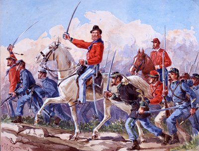 Risorgimento: Die Truppen von Giuseppe Garibaldi (1807-1882) marschieren auf Rom. Aquarell von Quinto Cenni 1892 von Quinto Cenni