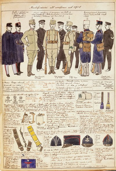 Uniformvariationen des Königreichs Italien, Farbtafel von Quinto Cenni von Quinto Cenni