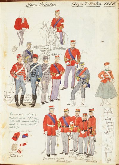 Uniformen des Freiwilligenkorps der Armee des Königreichs Italien von Quinto Cenni, Farbtafel von Quinto Cenni