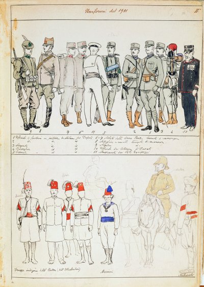 Uniformen des Königreichs Italien, Farbtafel von Quinto Cenni von Quinto Cenni