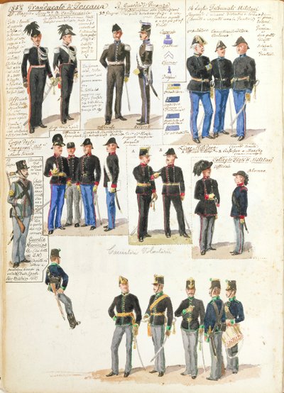 Verschiedene Uniformen des Großherzogtums Toskana von Quinto Cenni, Farbtafel von Quinto Cenni