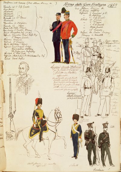 Verschiedene Uniformen des Königreichs Großbritannien, Farbtafel von Quinto Cenni von Quinto Cenni