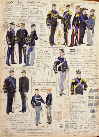 Verschiedene Uniformen des Königreichs Italien von Quinto Cenni, Farbtafel von Quinto Cenni