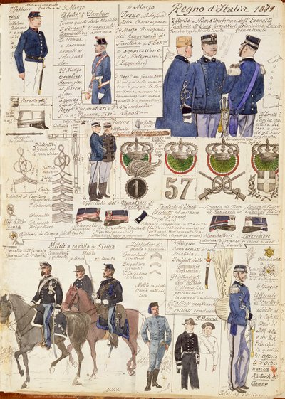 Verschiedene Uniformen des Königreichs Italien von Quinto Cenni, Farbtafel von Quinto Cenni