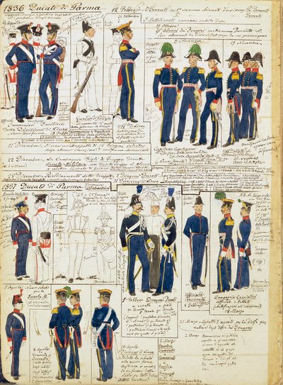 Verschiedene Uniformen des Herzogtums Parma von Quinto Cenni
