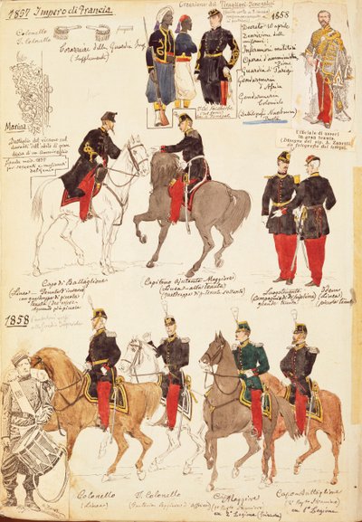Verschiedene Uniformen des Königreichs Frankreich, von Quinto Cenni, Farbtafel von Quinto Cenni