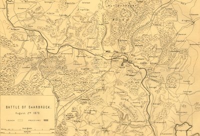 Karte der Schlacht von Saarbrücken, 2. August 1870 von R. Walker