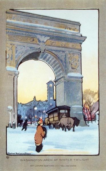 Washington Square Arch bei winterlicher Dämmerung von Rachael Robinson (after) Elmer