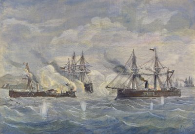 Seeschlacht zwischen dem peruanischen Schiff 
