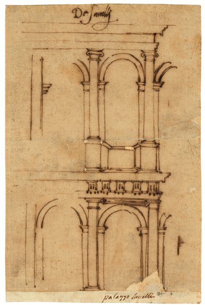 Skizze des Theaters von Marcellus, Rom von Raffaello da Montelupo