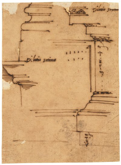 Skizze des Hauptgesimses des Bogens von Septimius Severus, Rom von Raffaello da Montelupo
