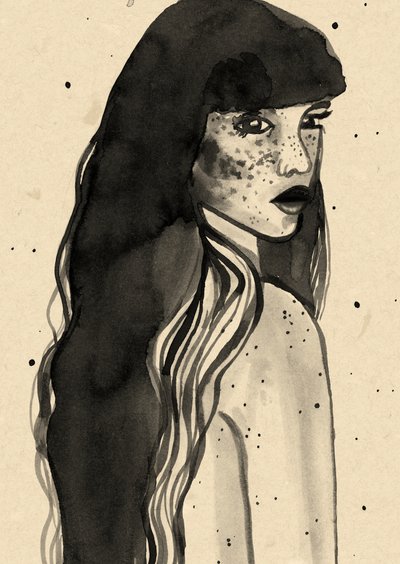 Dame mit langem Haar von Raissa Oltmanns