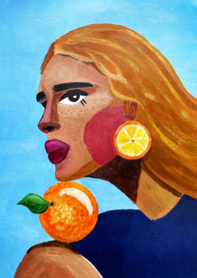 Frau mit Orange von Raissa Oltmanns