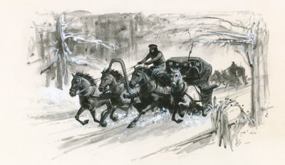 Dostojewski und seine Mitgefangenen wurden in geschlossenen Schlitten für die lange Reise nach Sibirien gepackt von Ralph Bruce