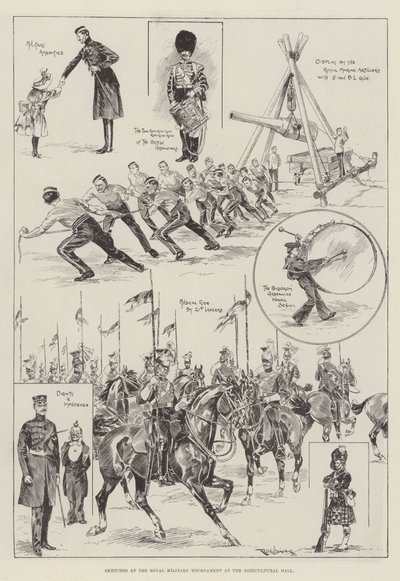 Skizzen beim Royal Military Tournament in der Agricultural Hall von Ralph Cleaver