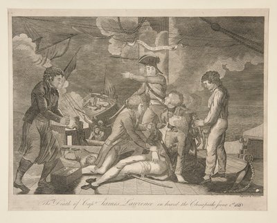Der Tod von Kapitän James Lawrence an Bord der Chesapeake, 1. Juni 1813 von Ralph Rawdon