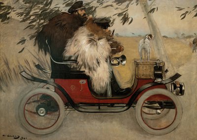 Ramon Casas und Pere Romeu in einem Automobil von Ramón Casas
