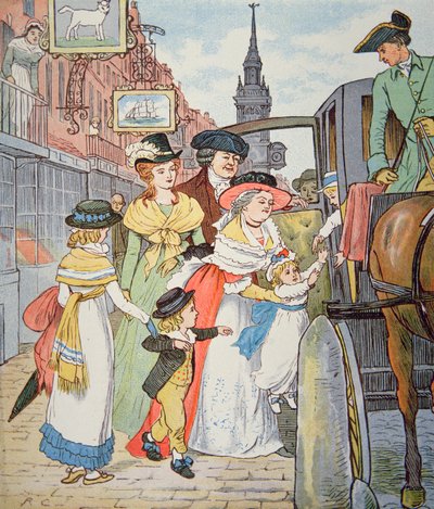 Familienleben im kolonialen Amerika - Straßenszene in Boston von Randolph Caldecott