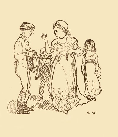 Mrs. Gilpin bezahlt den Postjungen, um ihren Mann zu finden, 1878, um 1918 von Randolph Caldecott