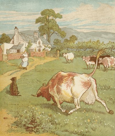 Das Haus, das Jack gebaut hat: Die Kuh mit dem zerknitterten Horn, die den Hund warf... von Randolph Caldecott