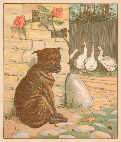 Der Hund, der die Katze ärgerte..., ca. 1878 von Randolph Caldecott