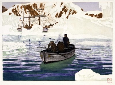 Charcot und die Besatzung der Pourquoi Pas am Pol - Zeichnung von Dugardier, in „Les belles croisières françaises“ von Paul Chack, Librairie de la Revue Française, Paris von Raoul Du Gardier