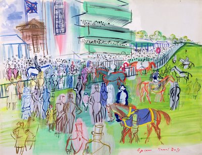 Vor der Tribüne in Epsom von Raoul Dufy