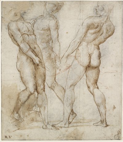 Drei nackte Träger (Studie zur Grablegung Christi) von Raphael