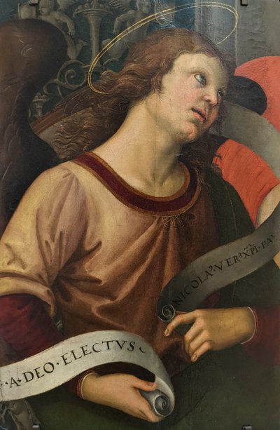 Engel, der ein Phylakterium hält von Raphael