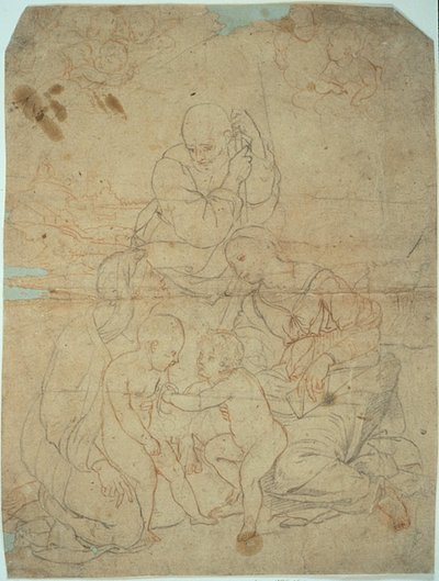 Heilige Familie mit der heiligen Elisabeth und dem kleinen Johannes dem Täufer von Raphael