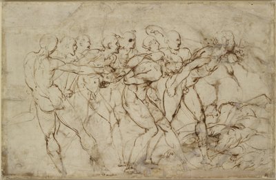 Eine Schlacht nackter Krieger mit Gefangenen, WA1846.179 von Raffaello Sanzio Raphael