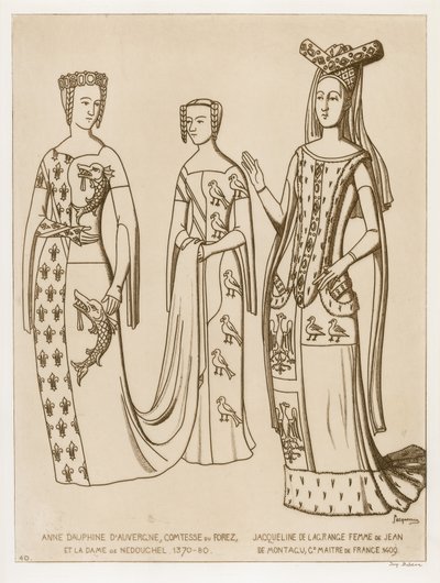 Anne Dauphine, Gräfin von Forez und die Dame von Nedouchel, 1370-80. Jacqueline de Lagrange, Frau von Jean de Montagu, Meister von Frankreich, 1409. von Raphael Jacquemin