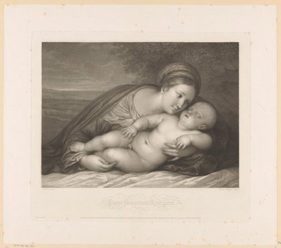 Maria mit schlafendem Kind in Landschaft von Raphael Morghen
