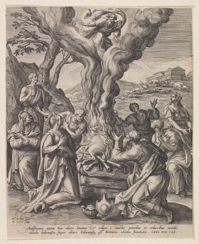 Opfer von Noah nach der Sintflut von Raphaël Sadeler (I)